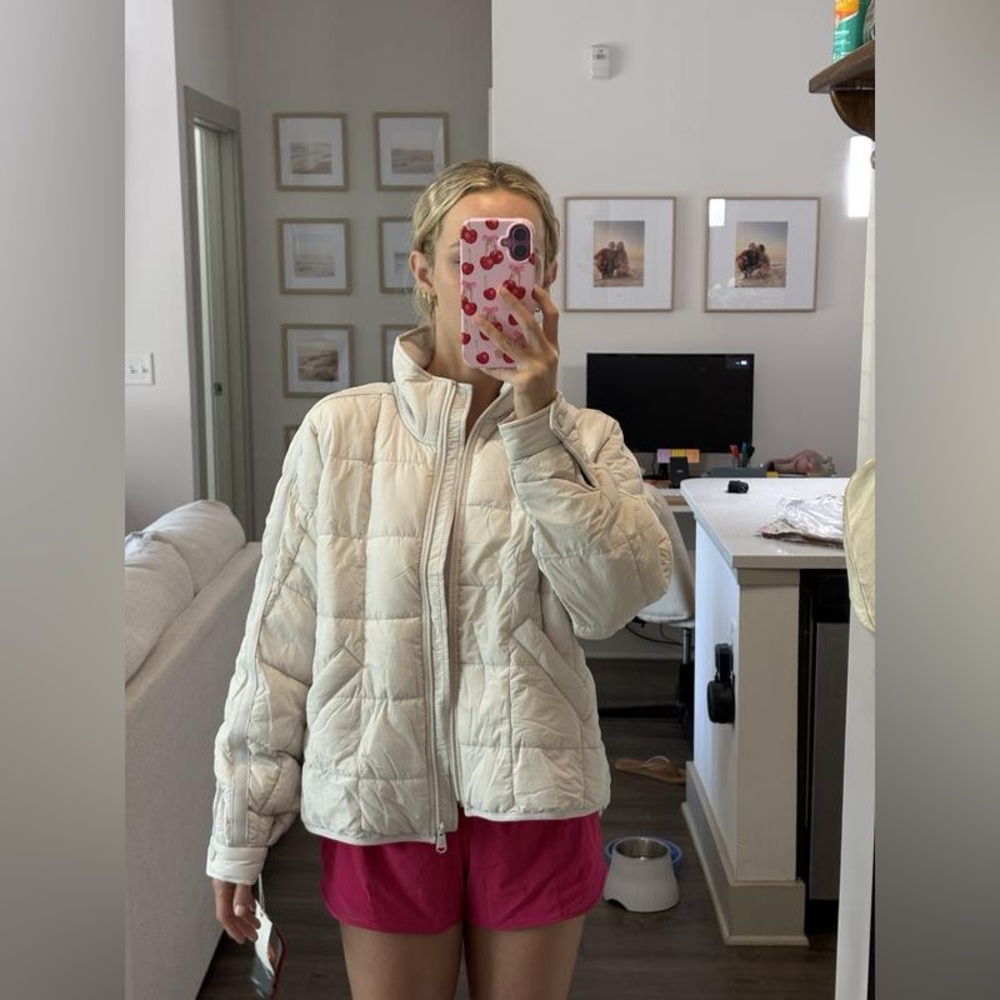 Free People Cream Quilted Puffer Jacket